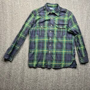 Polo Ralph Lauren Shirt Mens XL Green Plaid Button Down Epaulets Flap Pockets
